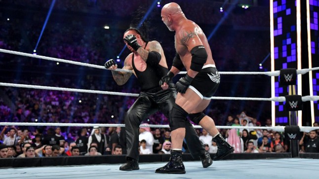 Goldberg and The Undertaker trade blows at WWE Super ShowDown in April 2019