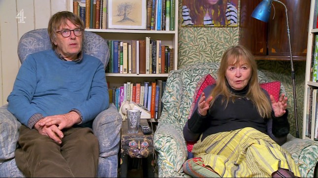 Mary and Giles on the sofa on Gogglebox