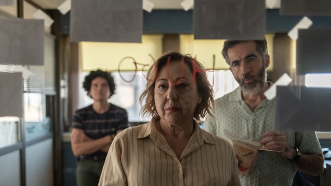 A Widow's Game - LA VIUDA NEGRA. Pablo Molinero as Turrientes, Carmen Machi as Eva, Pepe Ocio as Bernardo in LA VIUDA NEGRA. Cr. Manuel Fern??ndez Valdes/Netflix ?? 2024